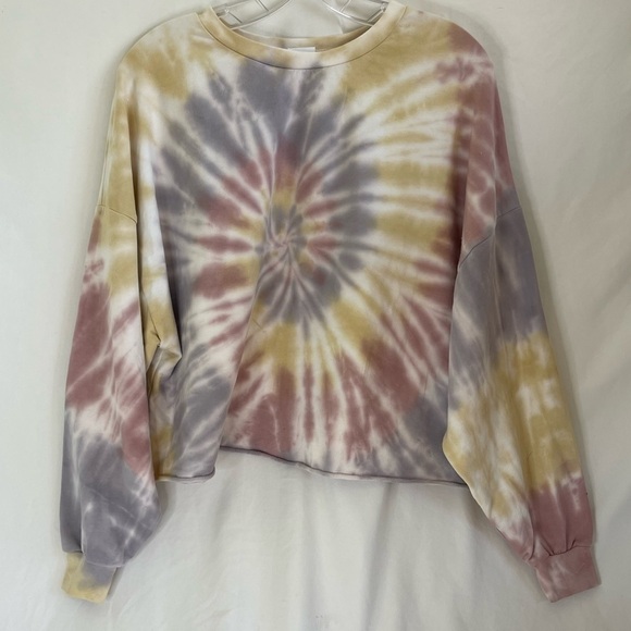 X Project Social T Women’s Crop Sweater Tie Dye Pullover Crewneck S - Picture 4 of 15